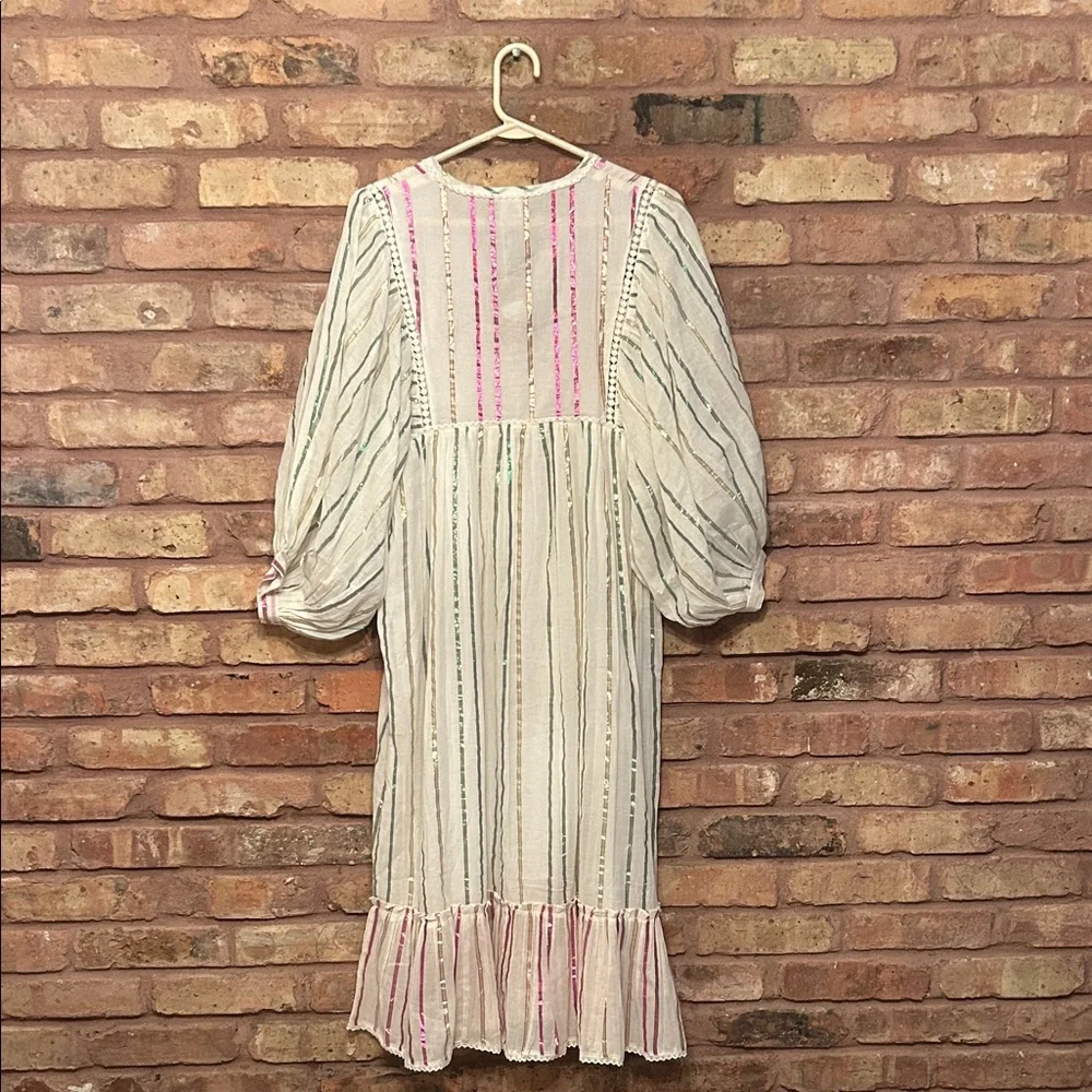 Yo Baby Pink, Green and Gold Stripe Dress